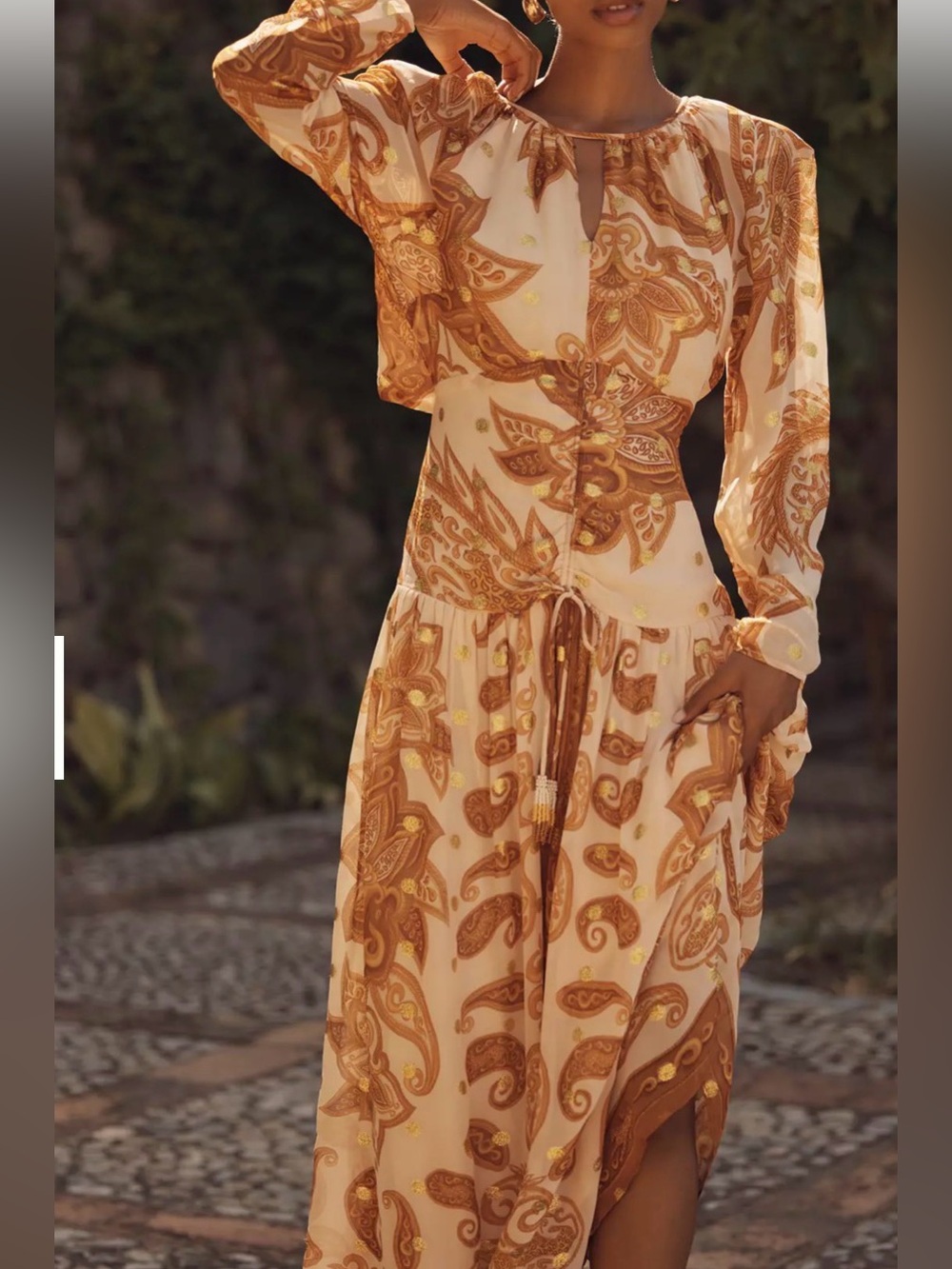 Farm Rio x Anthropologie L/S  Jacquard Maxi Dress is a long-sleeved Paisley NWT - Picture 2 of 11